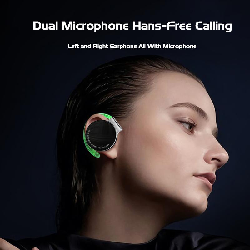 VAORLO Спортивные наушники TWS, светящиеся наушники-крючки, IPX5, водонепроницаемые, ENC, стереогарнитура с шумоподавлением, Bluetooth 5,2, безболезненное ношение