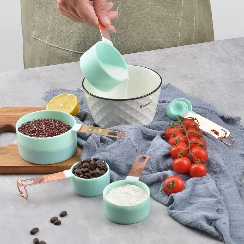 8 шт./набор мерных стаканов, ложек с ручкой из нержавеющей стали, для выпечки, тортов, кондитерских изделий, кухонных принадлежностей, для измерения емкости, кухонный гаджет
