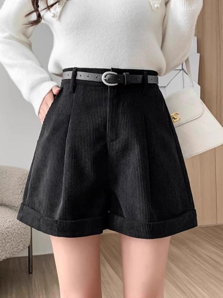 Женские шорты Maillard из вельвета с высокой талией: Осень/Зима 2023 А-силуэт, Широкий фасон штанины