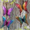 4Pcs Cute Butterfly Wall Art Hanging Creative Animal Statues Butterflies Sculpture Ornaments  Fence