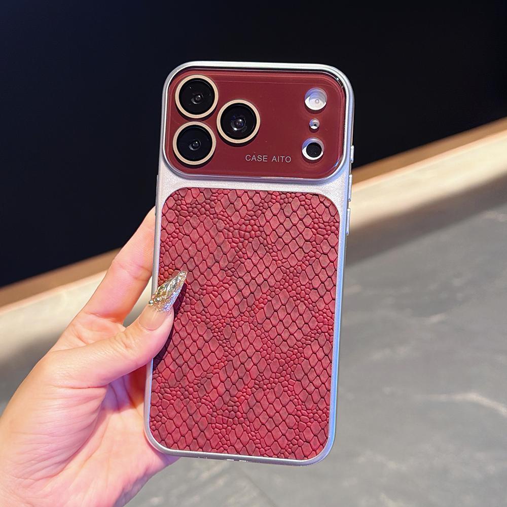 Роскошный кожаный чехол для телефона с узором под крокодила для iPhone 17 16 15 14 Pro Max 17Pro Жесткий ПК Большое окно Ударопрочный Защитный чехол
