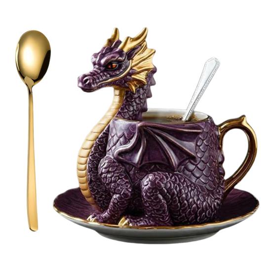 Кофейная кружка в форме дракона, сделанная вручную из смолы, коллекционная, мифическое существо в стиле дракона, декор для кухни