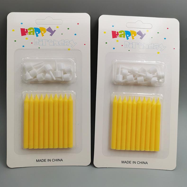 Красочные Тонкие Палочки для Выпечки, Декоративные Свечи для Торта на День Рождения, Креативные Глянцевые Свечи Пастельных Цветов с Подставкой