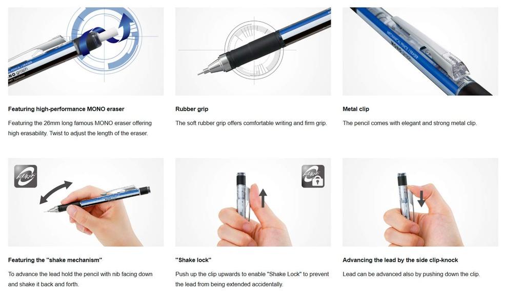 Механический карандаш Tombow MONO Monograph с резиновым легким грипом, синий, DPA-141B