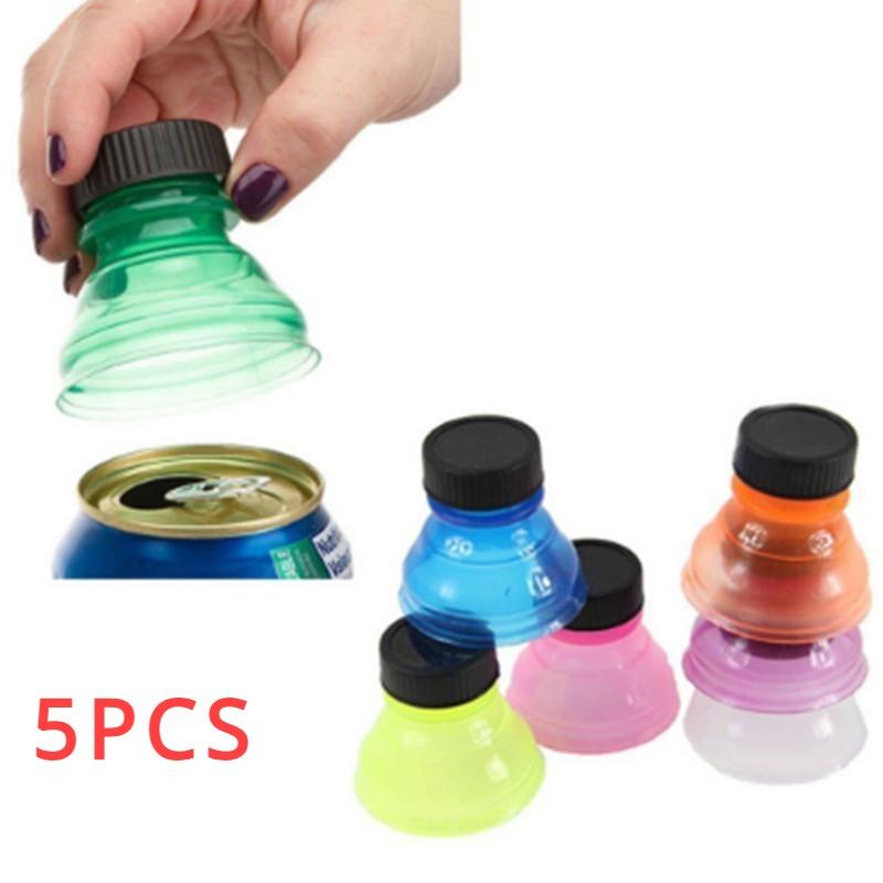 5pcs Creative Can Convert Soda Savers Toppers Reusable Bottle Cap Drink Lids Opener Resealable Tops Random Color