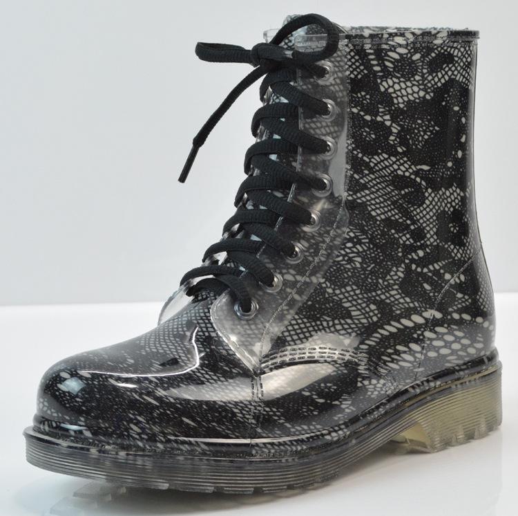 Модные новые весенне-осенние женские резиновые сапоги прозрачные водонепроницаемые цветные сапоги женские ботильоны с леопардовым принтом большой размер 755