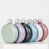140ml 304 Stainless Steel Hip Flask Portable Leak-proof Faux Crystal Lid Alcohol Flask for Office