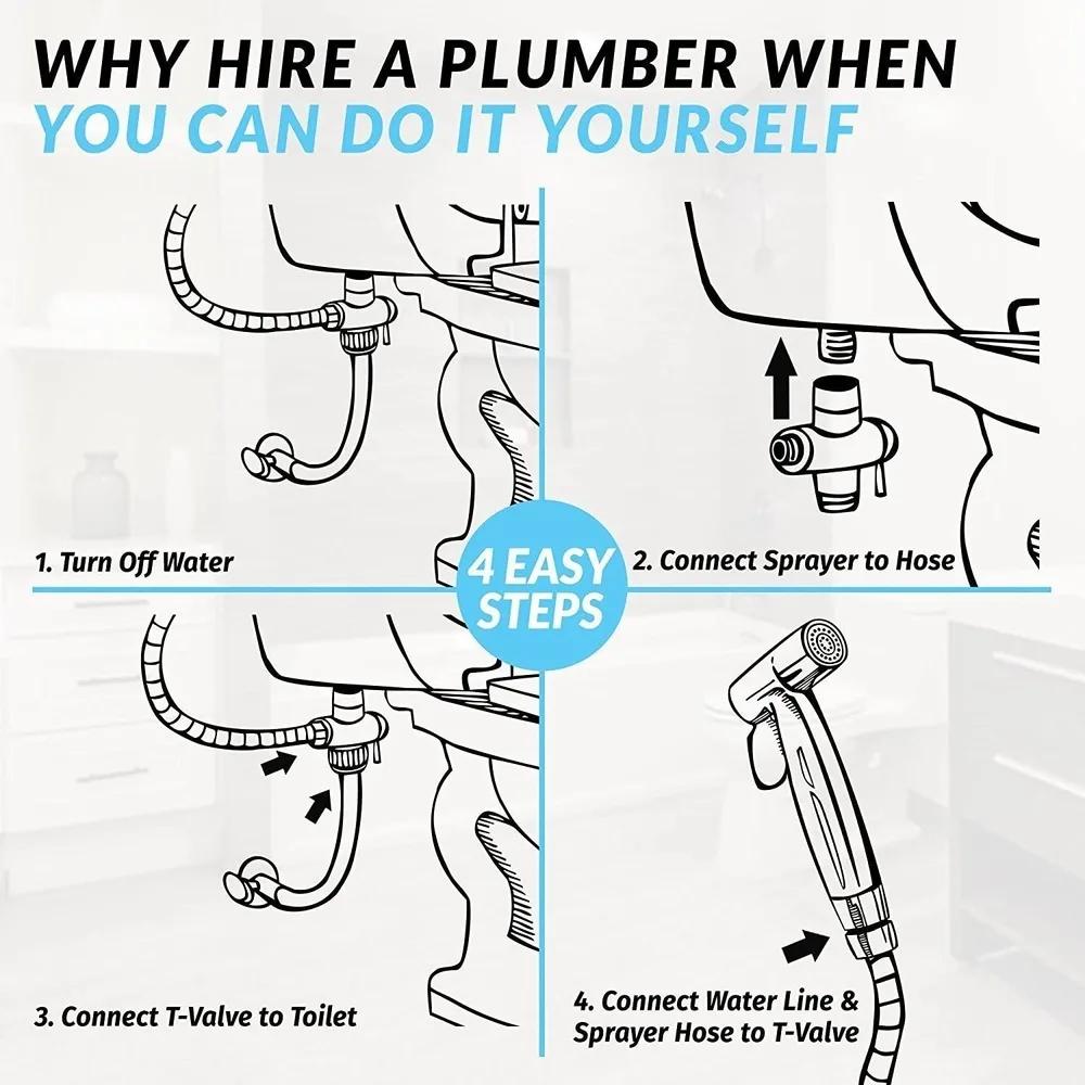 Ручной распылитель для смесителя для унитаза и биде из нержавеющей стали, набор распылителей для биде в ванной комнате, ручной распылитель, насадка для душа, самоочищающаяся, без удара