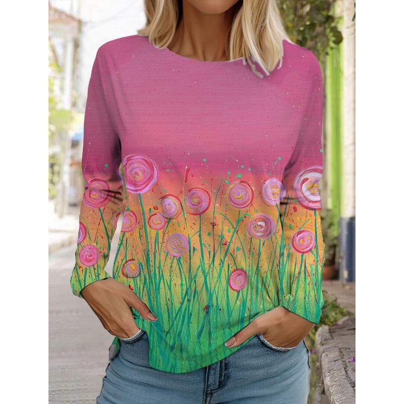 Модная женская футболка с длинным рукавом с цветочным узором, толстовка для девочек в стиле Харадзюку, одежда для взрослых с 3D-принтом в виде бабочки, женские топы, футболки