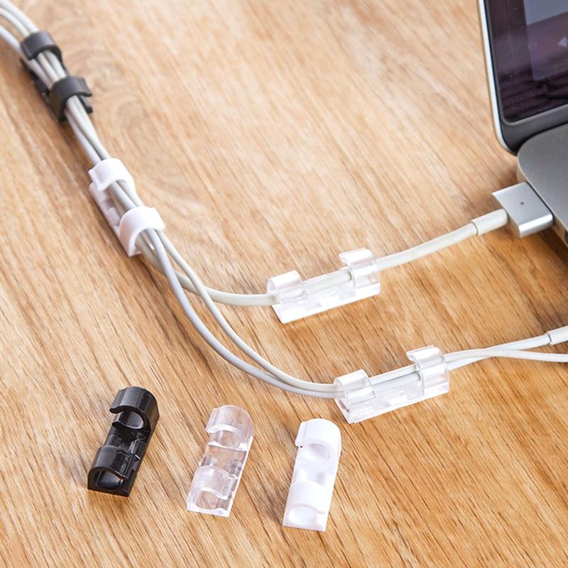 20 шт./компл., органайзер для управления проводами, зажимы для кабелей, самоклеящийся органайзер для хранения проводов, зарядка через USB, устройство для намотки шпульки, линия передачи данных