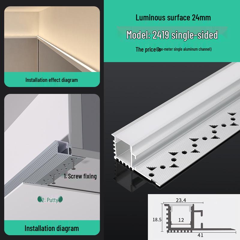 Seamless Linear Recessed LED Light Channel - Aluminum Strip Slot Design