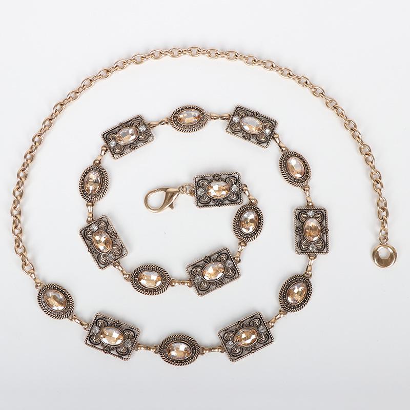 Женская цепочка на талию со стразами в стиле ретро: Универсальный, модный аксессуар для юбки