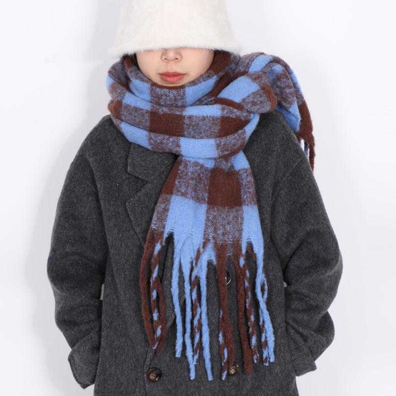 Winter Scarf For Women Men Cashmere Warm Plaid Pashmina Blanket Wraps Female Thick Soft Bufanda Tassel Shawl Long Poncho Echarpe