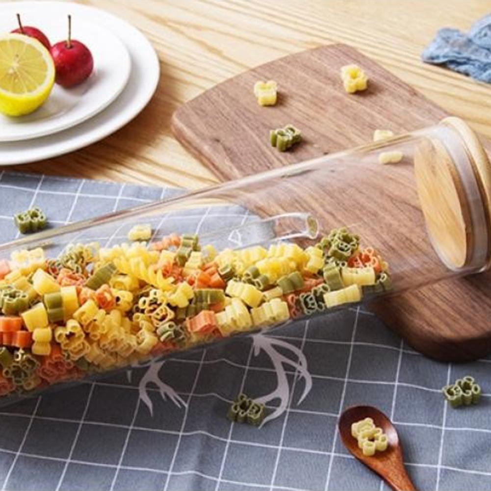 Кухонная коробка для лапши Крышка из бамбукового дерева Коробка для хранения лапши с ручкой Герметичная банка из высокоборосиликатного стекла Хранение продуктов Контейнер для муки
