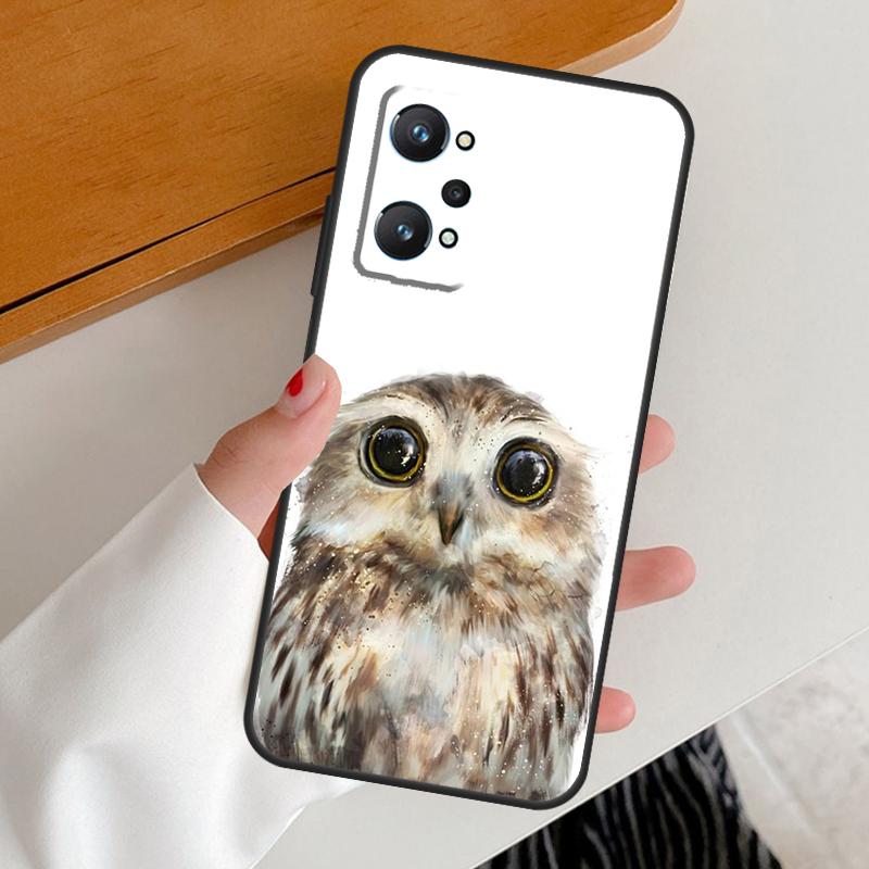 Сова Акварельное Животное Для Realme C53 C51 C55 C67 C30 C31 C33 C35 C21Y C25s GT5 9 10 11 12 Pro Plus GT Neo 6 Чехол