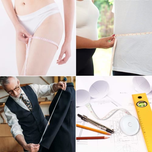 White & White Double-Sided Measuring Tape, 150cm/60in, Automatic Rewind with Rewind Button, Measuring Tool for Chest, Cup, and Waist Measurements, Tai