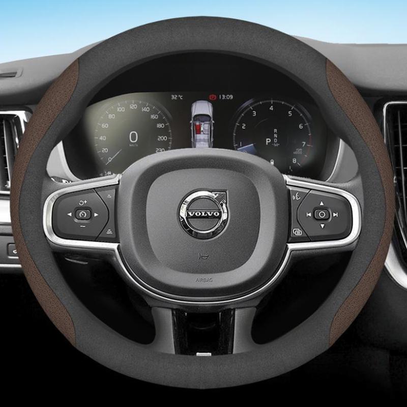 msbn8 Leather Car Steering Wheel Cover for Volvo XC90 B6 T8 V90 S60 2024 2023 2022 12colors Breathable Anti Slip  Auto Accessories
