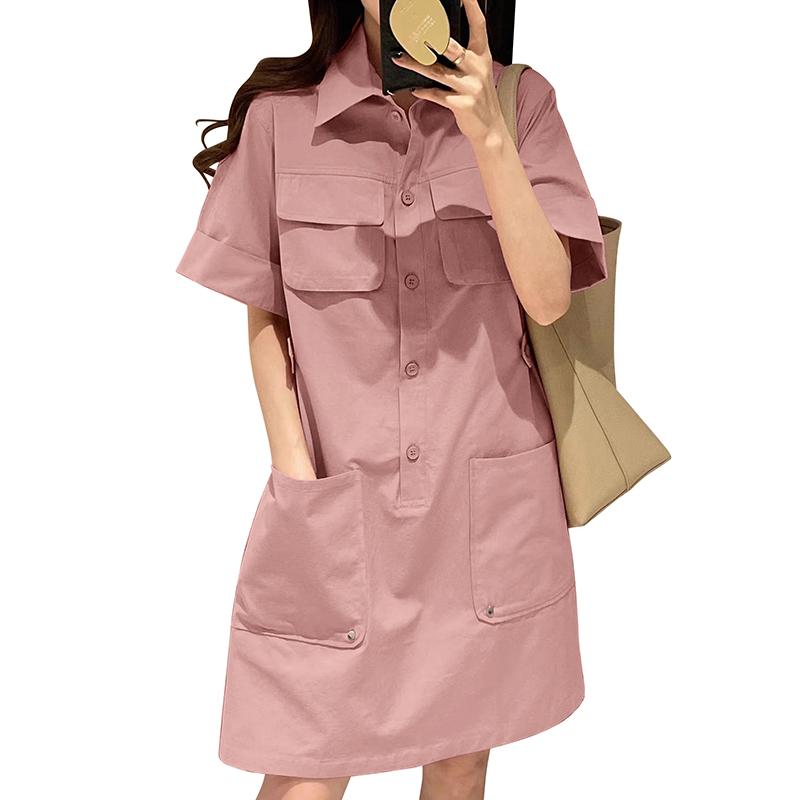 ZANZEA Женское повседневное платье-рубашка с отложным воротником и коротким рукавом