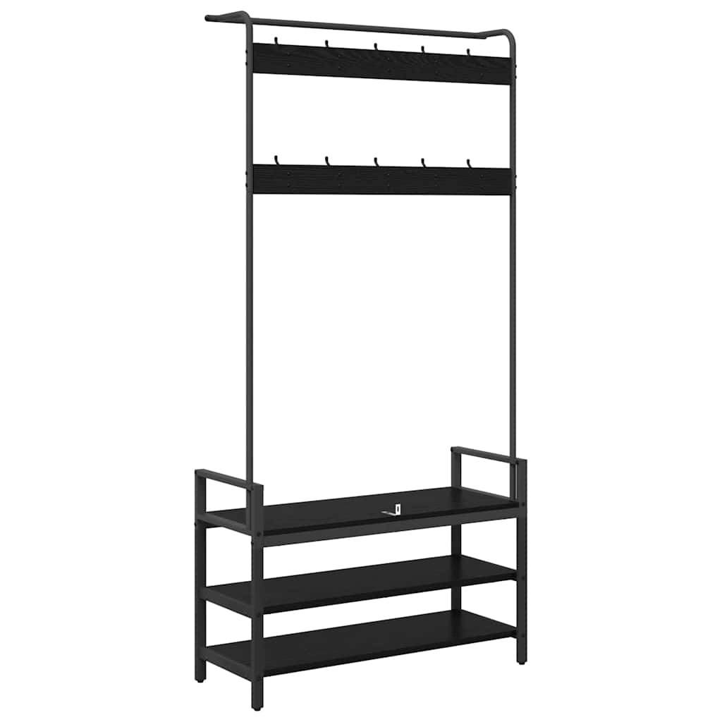 Coat Stand Black Oak Effect 95 x 34 x 184 cm