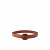 Cognac Leather Belt with Buckle for Women