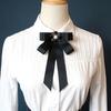 Vintage Crystal Rhinestones Jewelry Bowtie Polyester Collar Pretied Necktie Clip  Women
