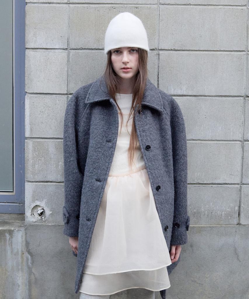 ROLAROLA Wool Half Button Coat Gray