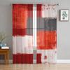 Красный Серый Белый Картина Маслом Абстрактные Геометрические Прозрачные Шторы Украшение Гостиной Оконные Шторы Кухня Тюль Вуаль Шторы