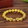 Brave Troops Beads PIXIU Bracelet Women Men Gold Color Beads Couple Bracelet Bring Lucky Brave Wealth Feng Shui Bracelets Gifts