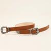 Cool Carved Buckle Belt American Style PU Vintage Waistband Fashion Double Buckle Waist Belt  Party