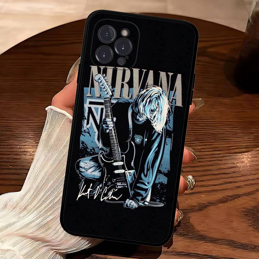 Гранж-группа N-Nirvana Для IPhone 17 16 15 14 13 12 11 Pro Max Plus Ударопрочный Черный Мягкий Чехол для Телефона