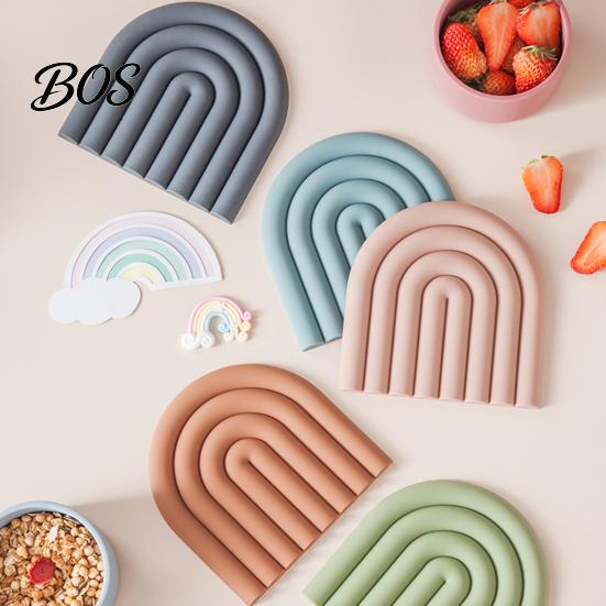 Wear-resistant Potholder Rainbow Silicone Pot Mat Heat Resistant Trivet for Hot Dishes Simple Design Non-Slip Table Placemat Kitchen Home Bar Outdoor
