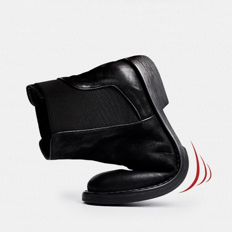 Chelsea Boots Men's High-Top Leather Shoes Locomotive Boots Men's Boots Winter Velvet Cotton Shoes Leather Boots Mid-Top Martin Boots Men