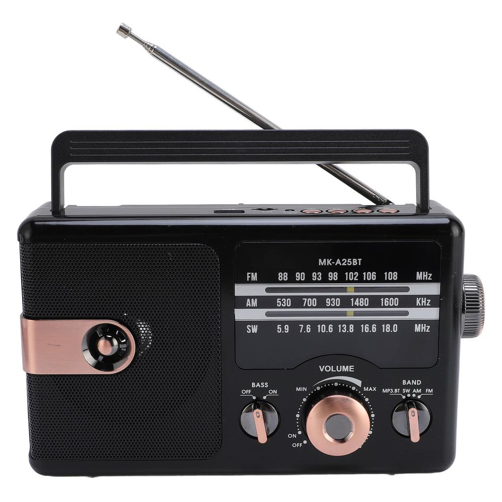 AM FM SW Portable Full Band Radio BT Speaker Storage Memory Card Multifunctional Music Player Gold