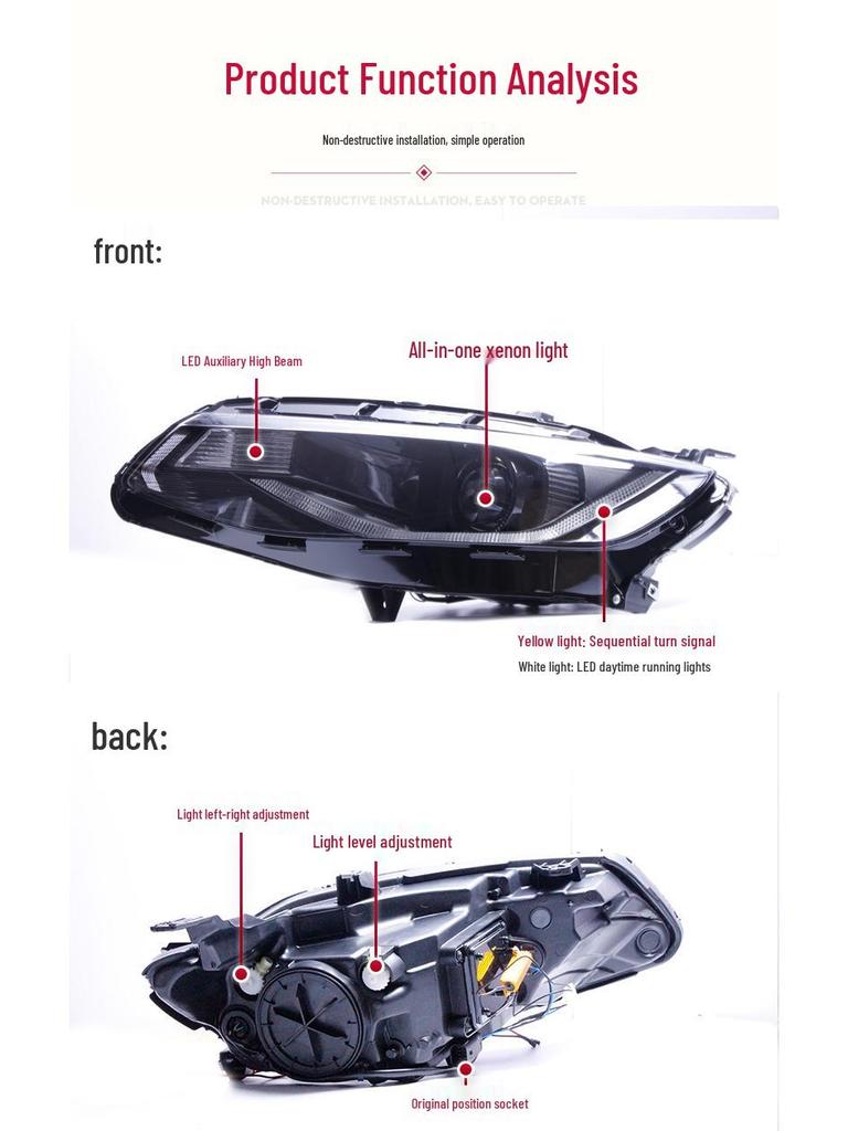 16-18 Chevy Malibu XL LED Headlight Assembly with Xenon & Turn Signal Lens