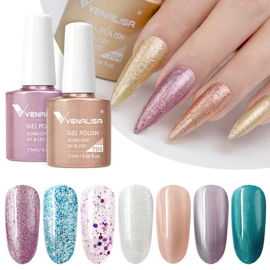 Venalisa Upgraded Gel Nail Polish 7.5ml High Pigmentation Glitter Gel Lacquer Soak Off Nail Art Manicure Gel
