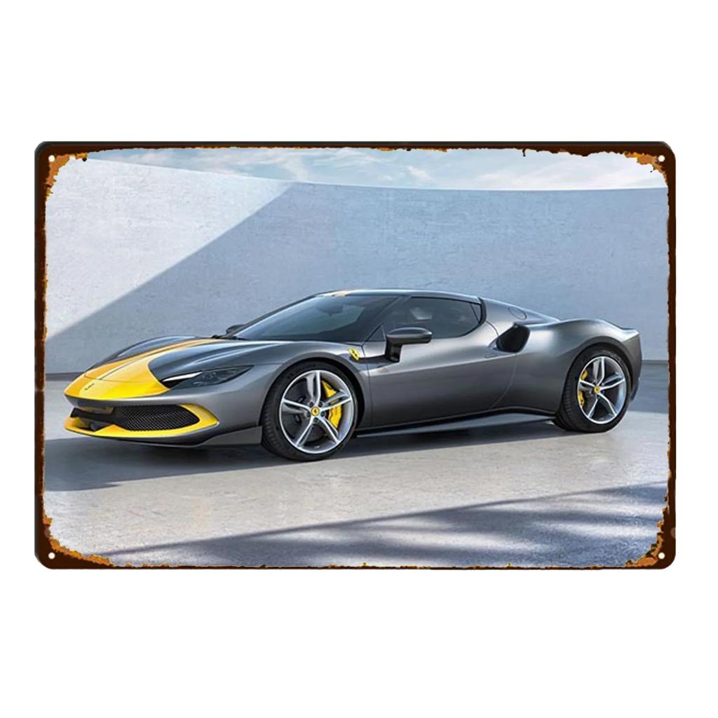 Постер Гонки на Спортивных Автомобилях Ржавый Потертый Жестяной Знак Арт Декор Гараж Бар Мужская Берлога Знаки Декоративные Таблички Стена Металл Жестяная Пластина Знак