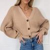 Fashionable New Casual Solid Color Button Knit Cardigan, Comfortable Autumn and Winter Classic Simple Ladies Sweater Jacket