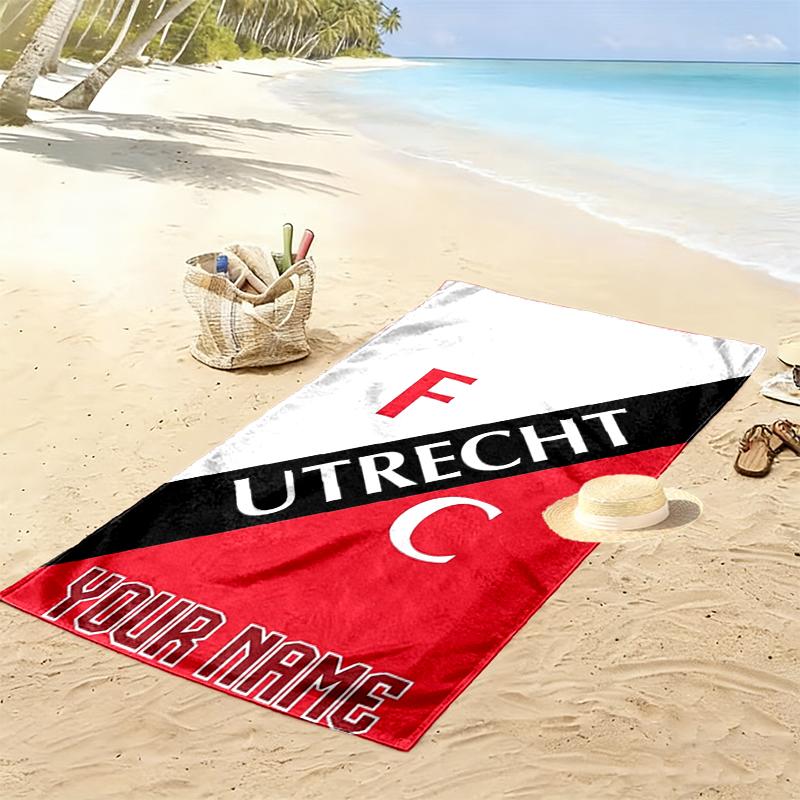 Custom Name Fc Utrecht Print Beach Towel, Large Soft Quick Dry Towel for Beach Camping Swimming