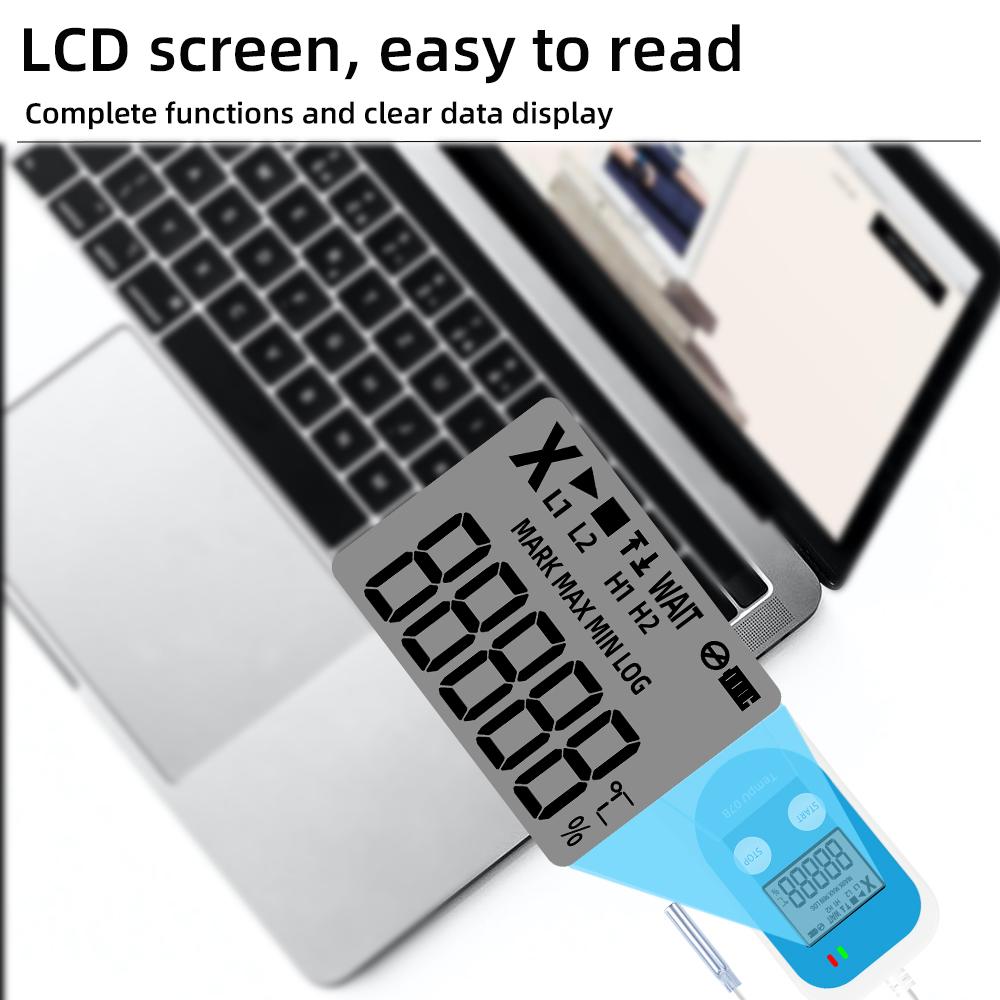 LCD USB Temperature and Humidity Data Recorder 34560 Point Temp&RH Data Logger External Sensor Datalogger for Storage Warehouse