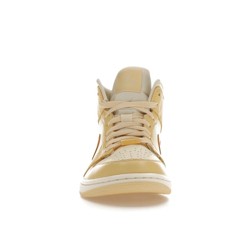 Air Jordan 1 Mid Pale Vanilla Gold Women Sneakers Cream Metallic-Gold Coconut-Milk FB9892-200