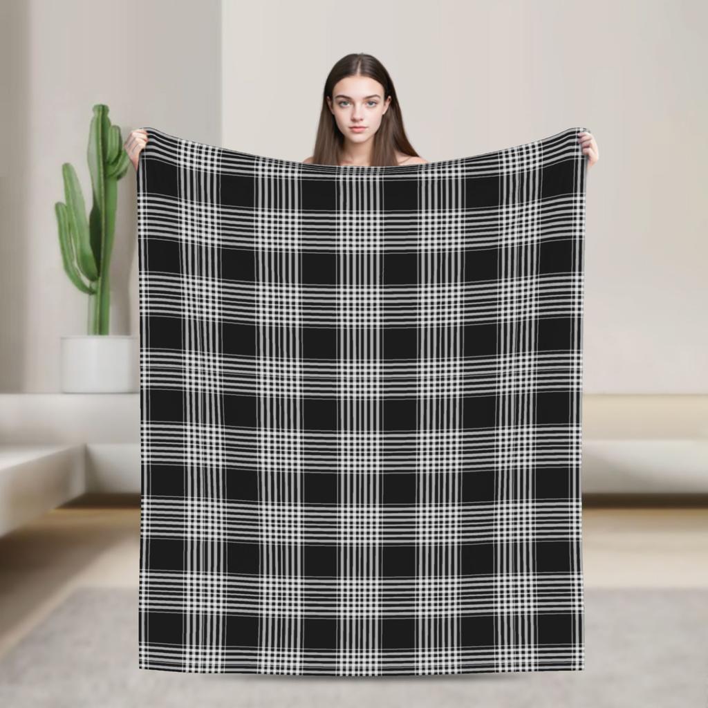 Клетчатое одеяло Stewart Black Tartan Фланелевое Декоративное Портативное Легкое Тонкое Плед для Кровати Спальни Коврик Кусок