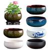 Ceramic Lotus Planter Large Caliber Non-Porous Round Vase Colorful Flow Glaze Daffodil Bowl Flower Pot for Aquatic Plants Bowl Lotus Hydroponics