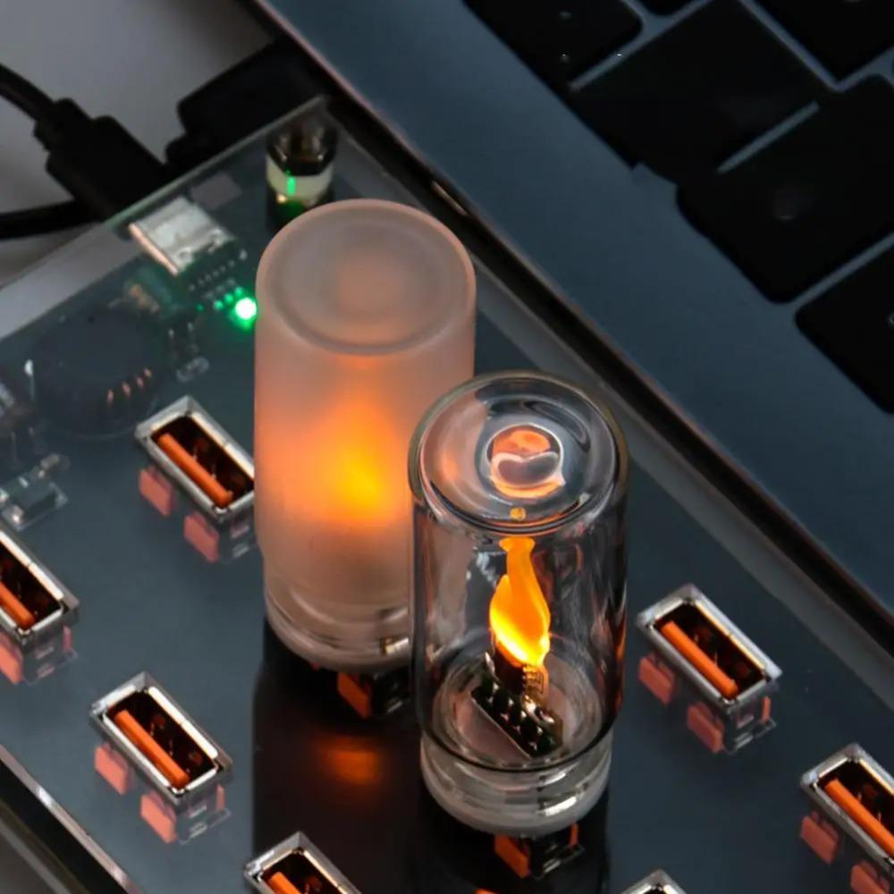 Ретро USB Светодиодная нить Ночник Желтый Теплый Свет Лампочка Пламя Окружающий свет Для Домашнего Декора Аварийное Освещение