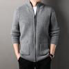 Осенний утолщенный вязаный свитер для мужчин молодого и среднего возраста, кардиган, однотонный, эластичный, большого размера, свободная куртка в корейском стиле