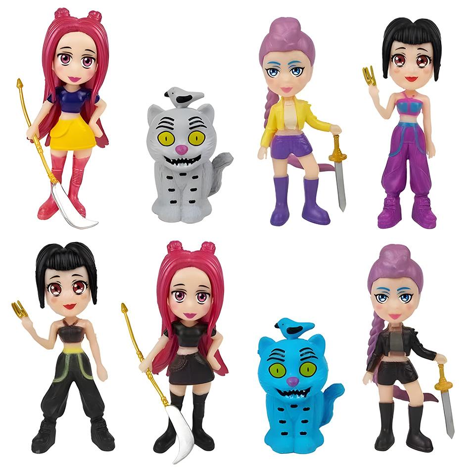 8 unids/set Anime Demon Hunters figura de acción juguete Derpys Tigre Rumi Mira Zoey Sussy estatuilla muñeca para niños Fa