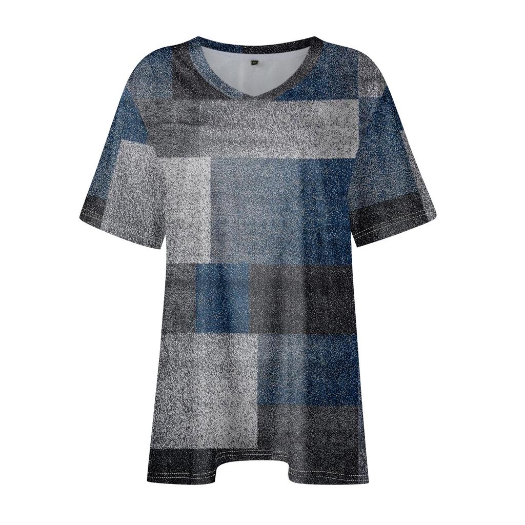 Женские топы больших размеров, шорты с рукавами, рубашки с V-образным вырезом, повседневная одежда, топы с принтами