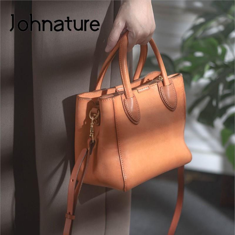Johnature Роскошные сумки из натуральной кожи, женские сумки ручной работы из натуральной натуральной яловой кожи, однотонные простые сумки на плечо