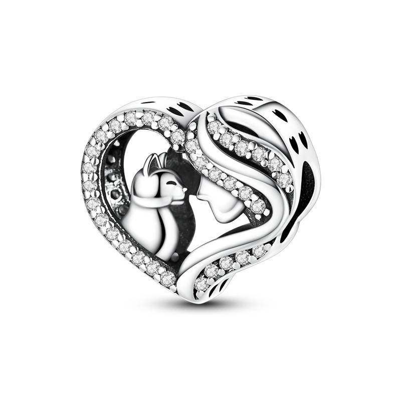 Original Family Boy Girl Charm Beads 925 Silver Clover Heart Blue Palm Luminous Pink Charms Fit Bracelet DIY Jewelry Woman Gifts