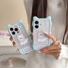 Клетчатый West Highland Розовый Чехол для iPhone 15 Pro Милый Стиль с Кошачьими Ушками Huawei Apple 14 Pro Чехол для Телефона Новая Модель
