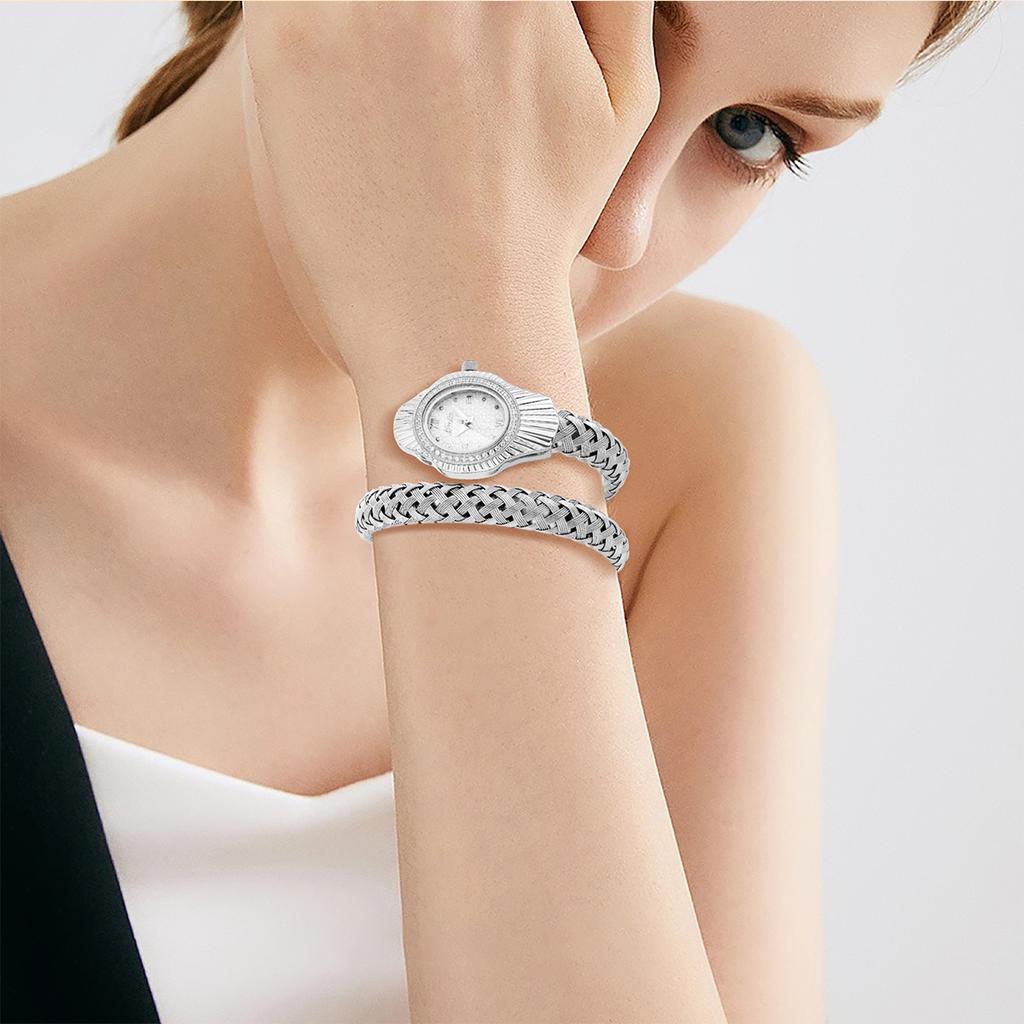 MISSFOX Luxury Women Diamond Quartz Watches Fashion Ladies Stainless Steel Snake Shaped Wristwatch Women's Clock Relógio Feminino